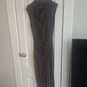 Kenneth Cole New York Sleeveless Twist-Front Midi Dress in Brown